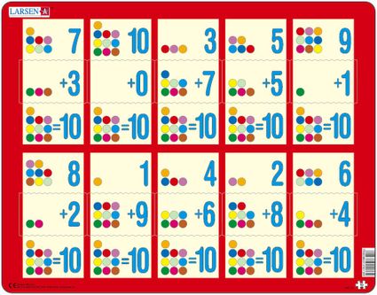 Matematika – Sčítanie čísel od 1 do 10 – farebné krúžky, súčet 10 – Matematické puzzle