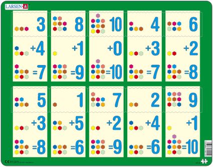 Matematika – Sčítanie čísel od 1 do 10 – farebné šesťuholníčky – Matematické puzzle