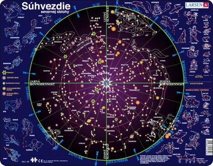 Astronómia, vesmír – súhvezdia severnej pologule na nočnej oblohe – Náučné obrázkové puzzle