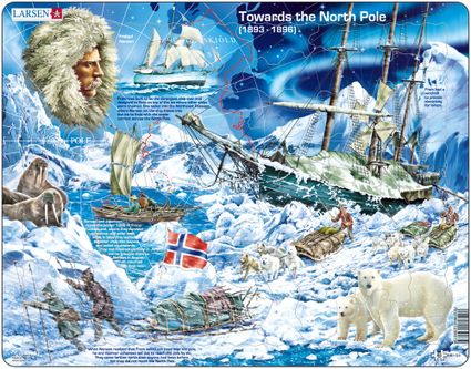 Dejepis – Cesta, expedícia na severný pól loďou Fram, vedec Fridtjof Nansen – Náučné obrázkové puzzle