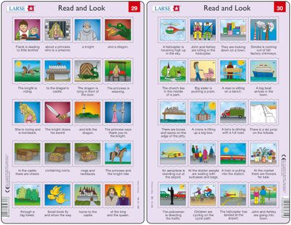 Predáva sa len v balíku 10 ks puzzle Angličtina 21 - 30 / Angličtina  30 – príbeh vo vetách a obrázkoch – deti letia vrtuľníkom na výlet, sledujú svet