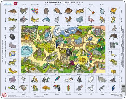 Angličtina, slovíčka – 05. Deti v Zoo, zvieratá v zoologickej záhrade – Náučné puzzle, anglické slovíčka