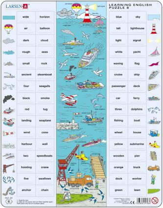 Angličtina, slovíčka – 08. Doprava na mori, lode, člny (s prídavnými menami) – Náučné puzzle, anglické slovíčka