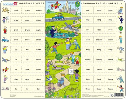 Angličtina, slovíčka – 11. Deti sa hrajú v parku (nepravidelné slovesá 1) – Náučné puzzle, anglické slovíčka