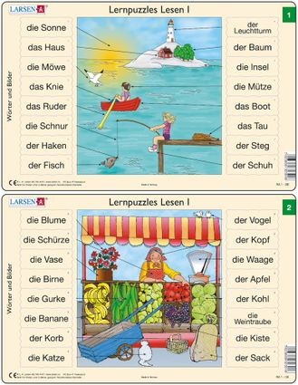 Predáva sa len v balíku 10 ks puzzle Nemčina 01 - 10 / Nemčina  01 – Nemecké slovíčka, More, morské pobrežie a maják – Náučné puzzle – JEDNO z 2 puzzl