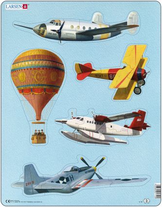 Dopravné prostriedky – Historické lietadlá a teplovzdušný balón – 5 malých puzzle v jednom – Obrázkové puzzle