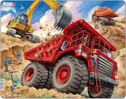 Dopravné prostriedky – Stavebné stroje, Veľké nákladné auto, bager – Obrázkové puzzle