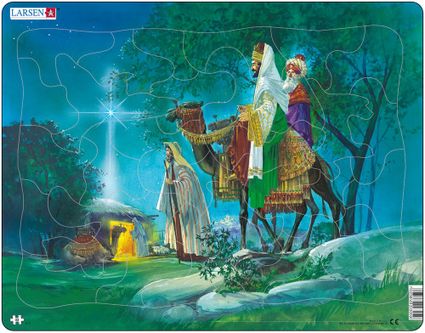 Ježiško, narodenie Ježiška v Betlehéme, Betlehémska hviezda, traja mudrci na návšteve – Obrázkové puzzle