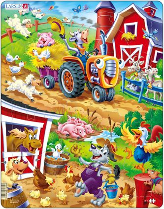Rozprávky – Zvieratká na farme, na statku, koník, psíček, kravička, húsky, kozičky, ovečky – Obrázkové puzzle