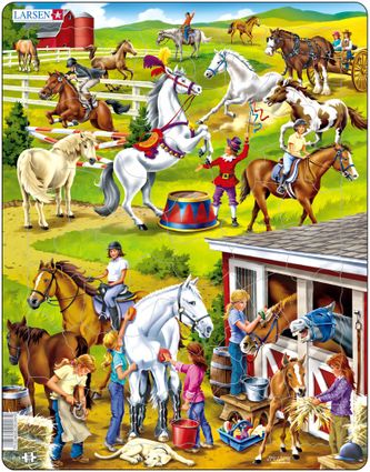 Športový motív – Koníky, kone, jazda na koni, skoky cez prekážky, ošetrovanie, čistenie koní – Obrázkové puzzle