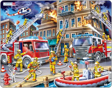 Záchranári – Hasiči v akcii pri hasení požiaru poschodového bytového domu – Obrázkové puzzle