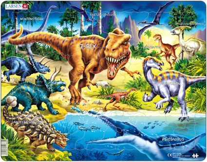 Zvieratá historické – Dinosaury, praveké jaštery, krieda, druhohory, tyranosaurus rex – Obrázkové puzzle
