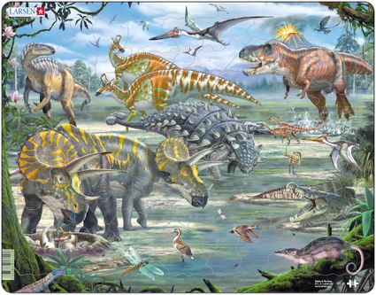Zvieratá historické – Dinosaury, praveké jaštery, tyranosaurus rex, pterodaktyl, triceratops – Obrázkové puzzle
