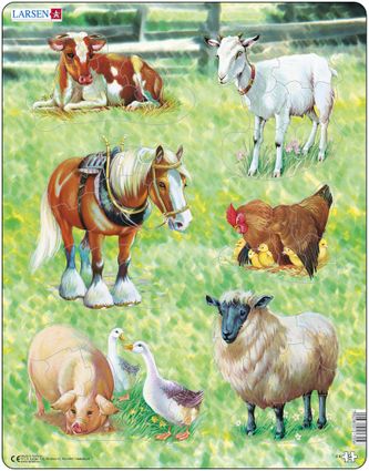 Zvieratká domáce – 6 malých obrázkov – koník, kravička, húsatká, kuriatka, ovečka, kozička – Obrázkové puzzle