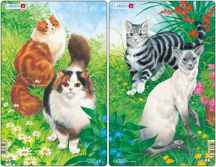 Zvieratká domáce – Mačičky, mačky – hnedá a hrdzavá – Obrázkové puzzle – JEDNO z 2 puzzle na obrázku VĽAVO