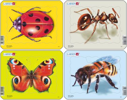 Zvieratká lesné – Chrobáčiky – Motýľ – Obrázkové puzzle – JEDNO zo 4 puzzle na obrázku VĽAVO DOLE