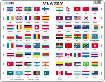 Mapy – Vlajky vybraných 80 štátov sveta s hlavnými mestami – Zemepis, zemepisné puzzle